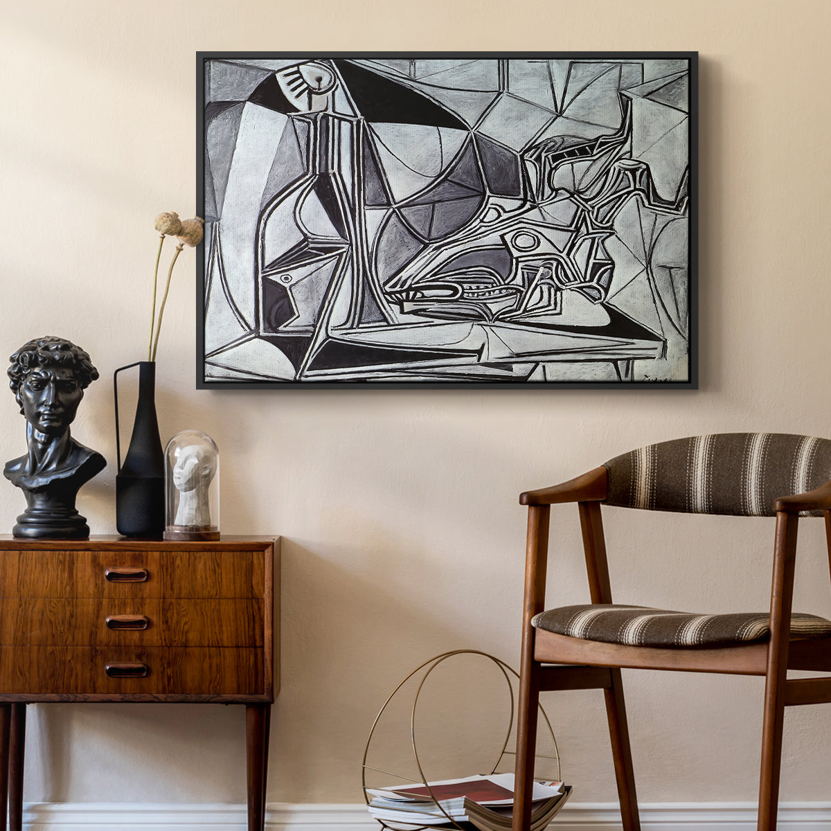 Goat's Skull, Bottle and Candle, 1952 - Floater Framed Canvas Print