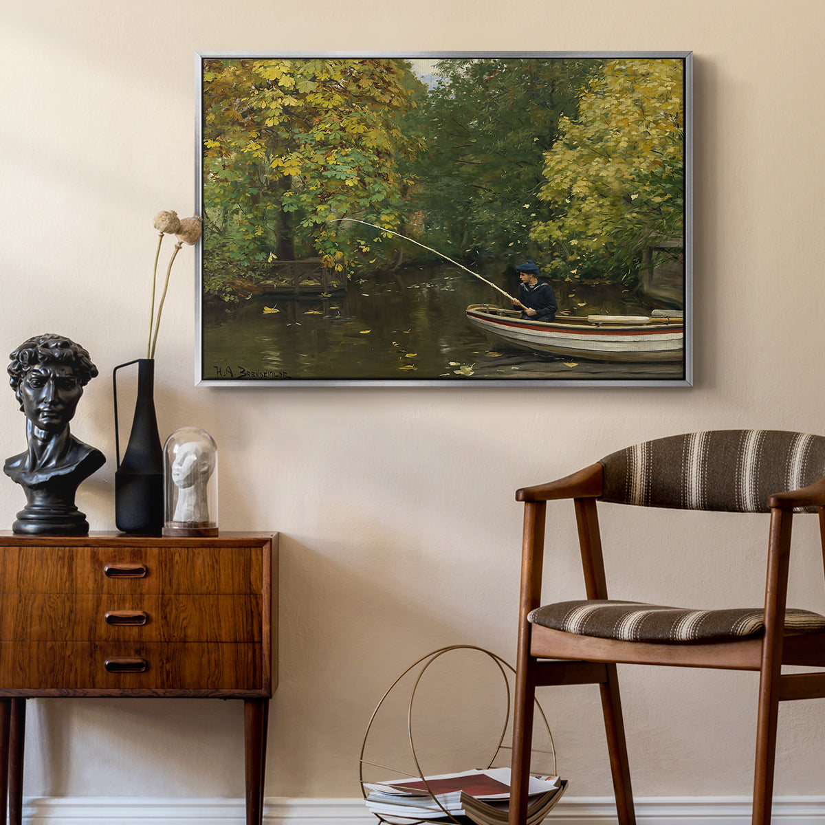 Fishing Boy, c. 1890 - Floater Framed Canvas Print