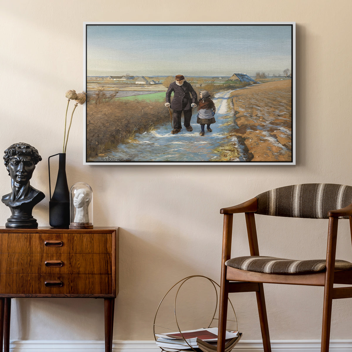 The Old Man and the Child, 1888 - Floater Framed Canvas Print