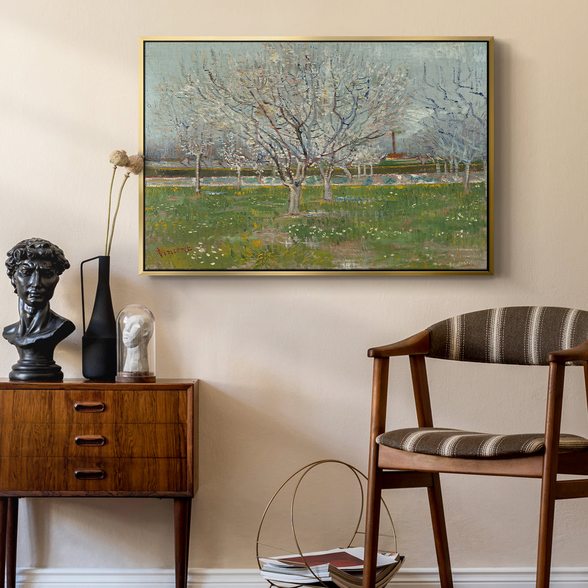 Orchard in Blossom (Plum Trees), 1888 - Floater Framed Canvas Print