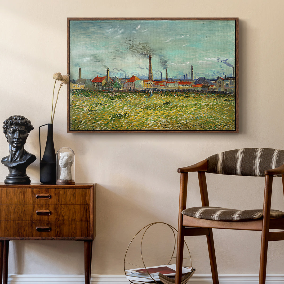 Factories at Clichy, 1887 - Floater Framed Canvas Print