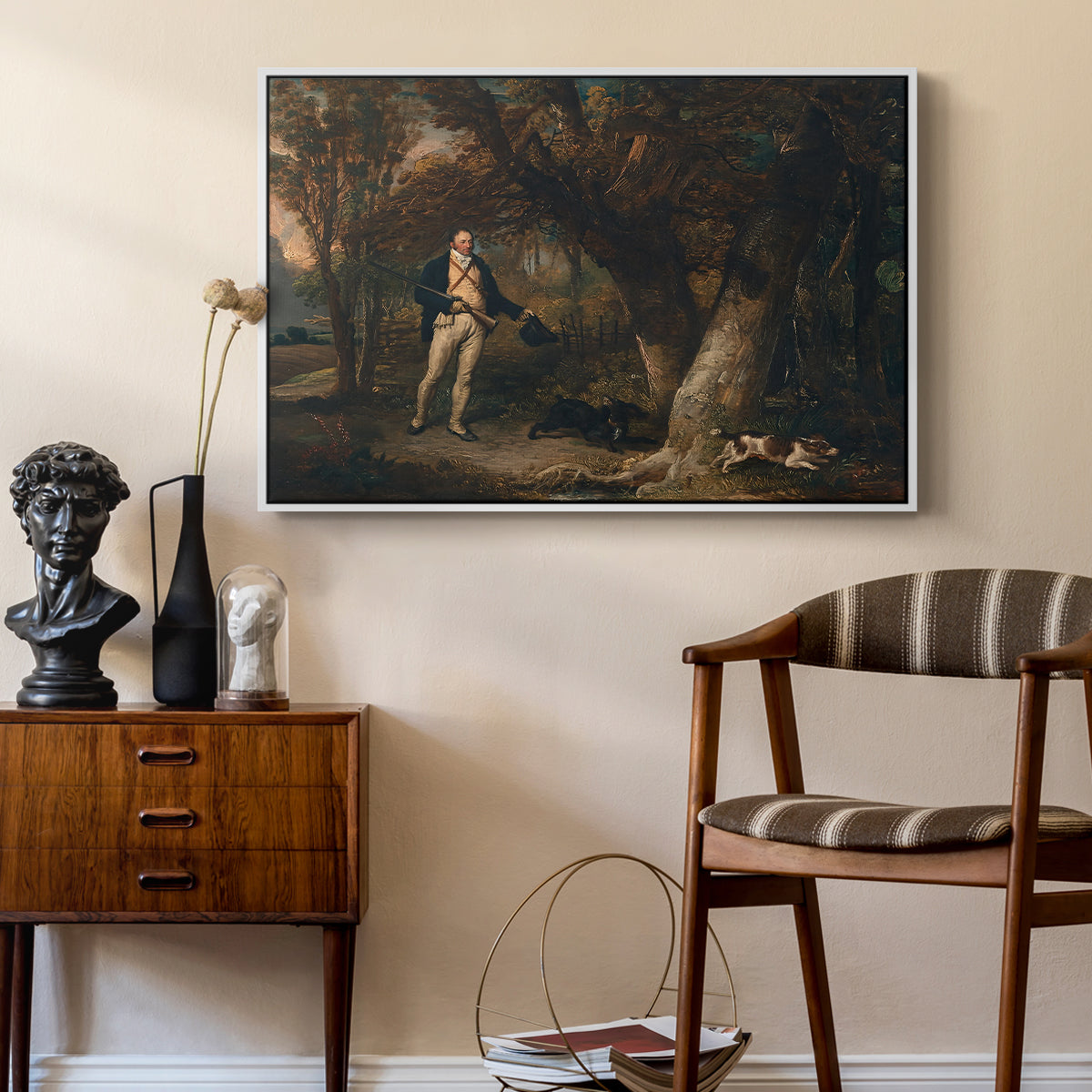 The Reverend Thomas Levett and Favourite Dogs, Cock-Shooting, 1811 - Floater Framed Canvas Print