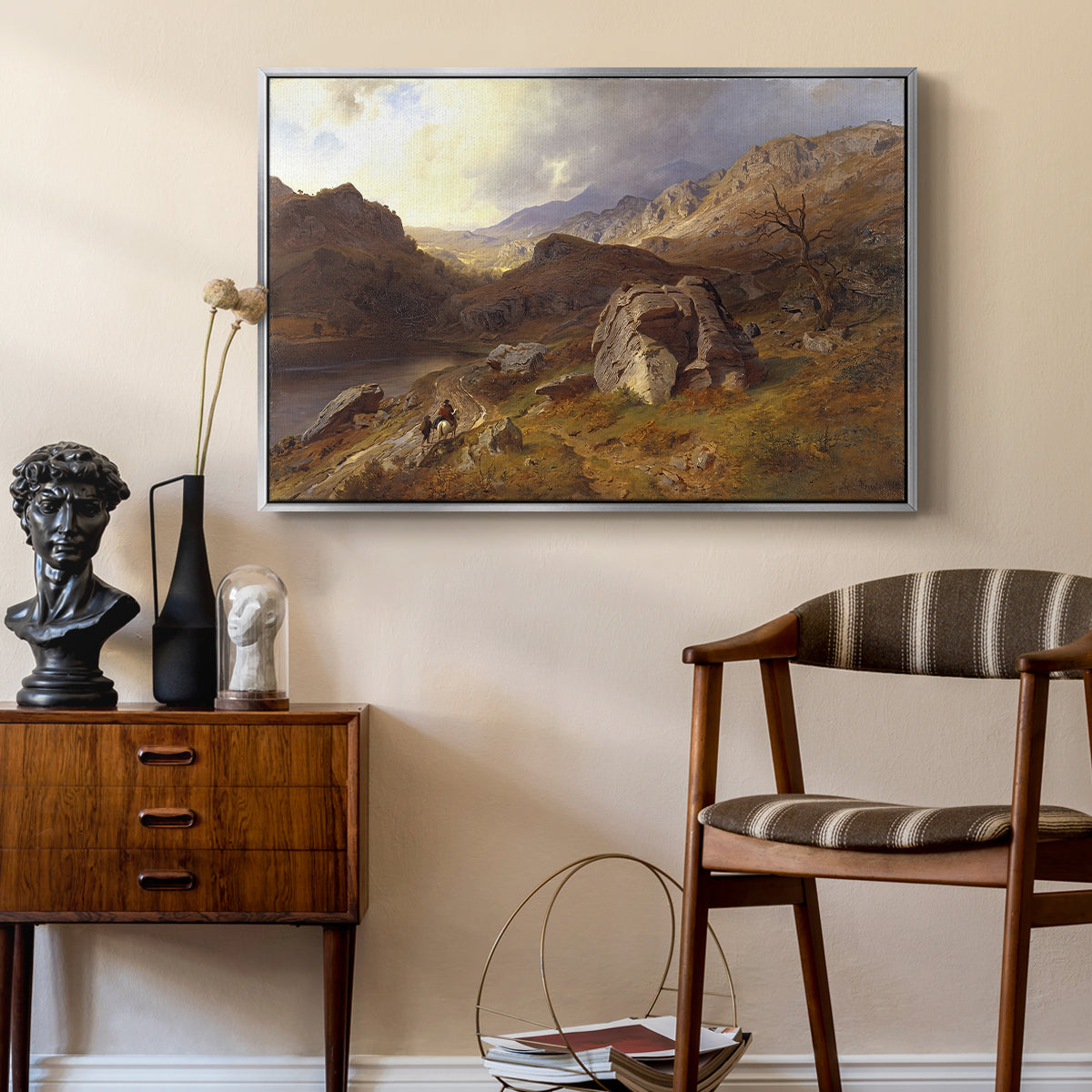 Lledr Valley in Wales, 1864 - Floater Framed Canvas Print