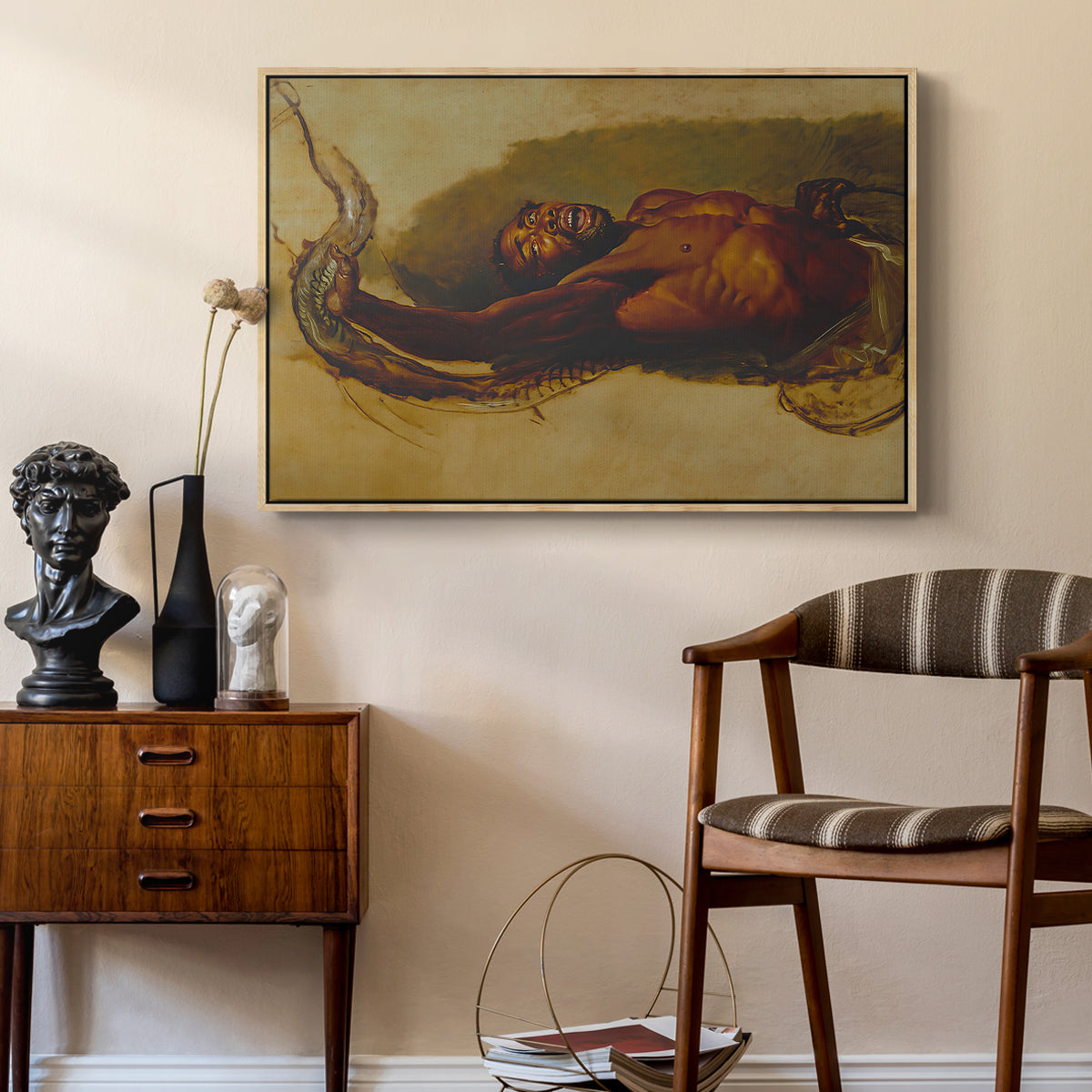 Man Struggling with a Boa Constrictor, c. 1803 - Floater Framed Canvas Print