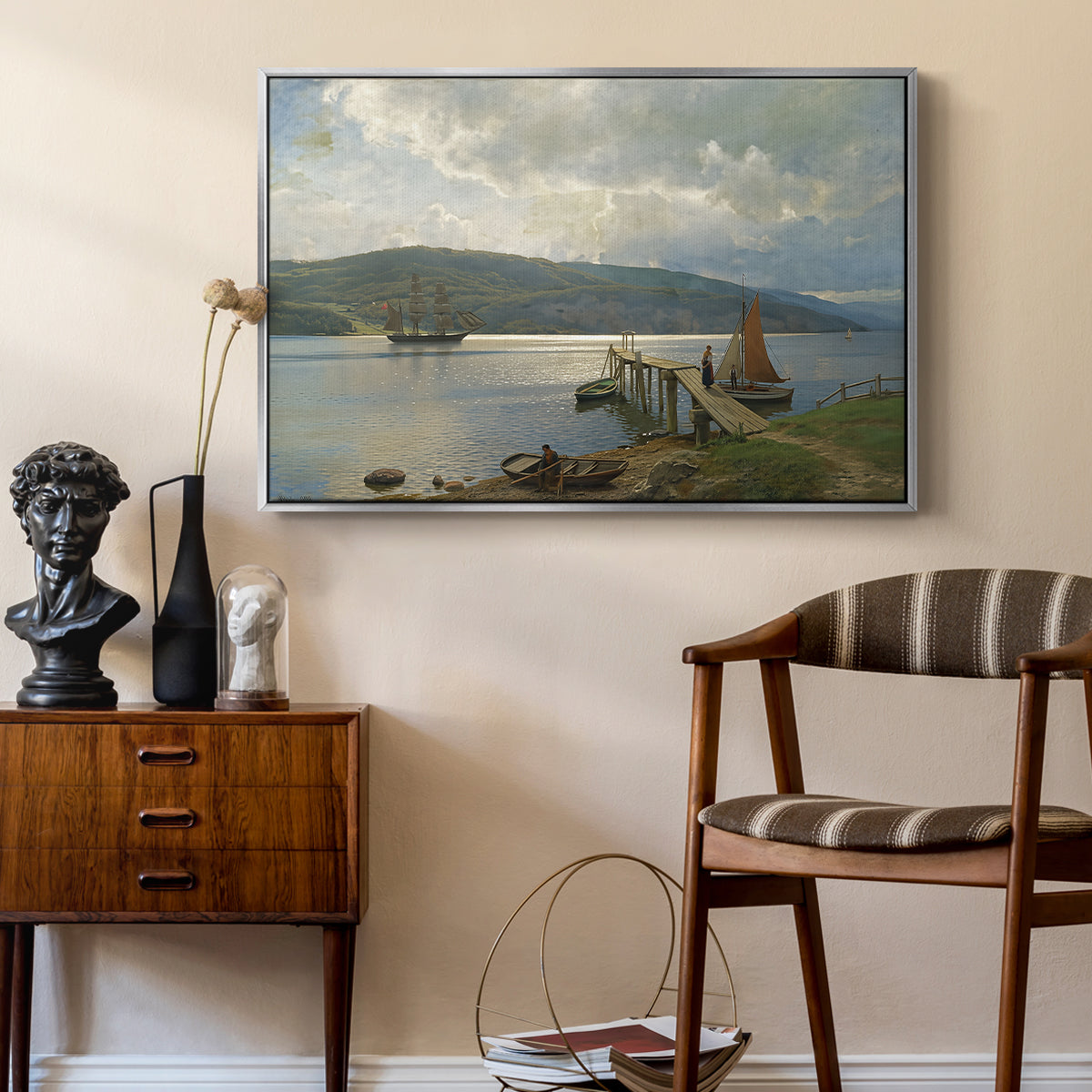 The Jetty at Feste near Moss, 1898 - Floater Framed Canvas Print