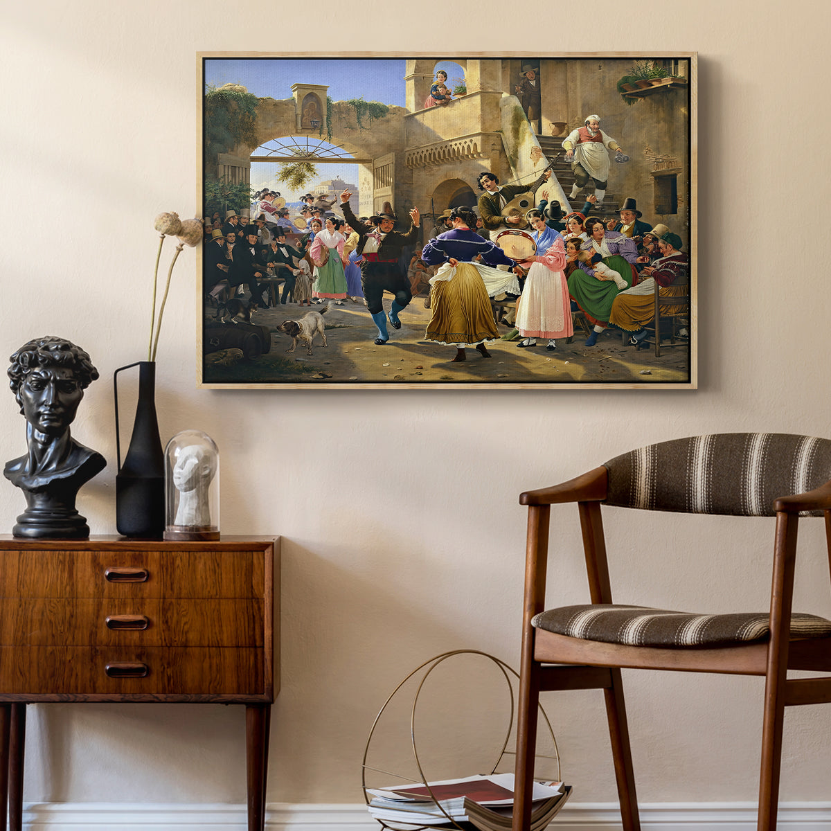 Romans Gathered for Merriment at an Osteria, 1839 - Floater Framed Canvas Print