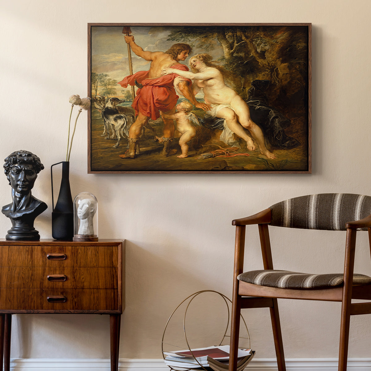 Venus and Adonis, c. 1635 - Floater Framed Canvas Print