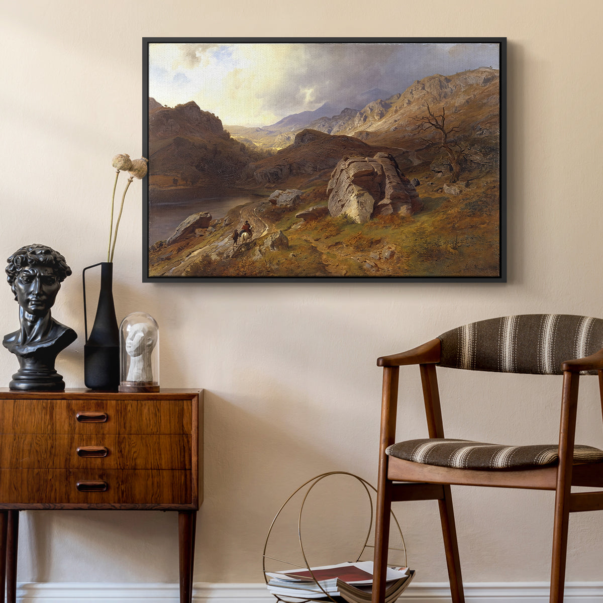 Lledr Valley in Wales, 1864 - Floater Framed Canvas Print