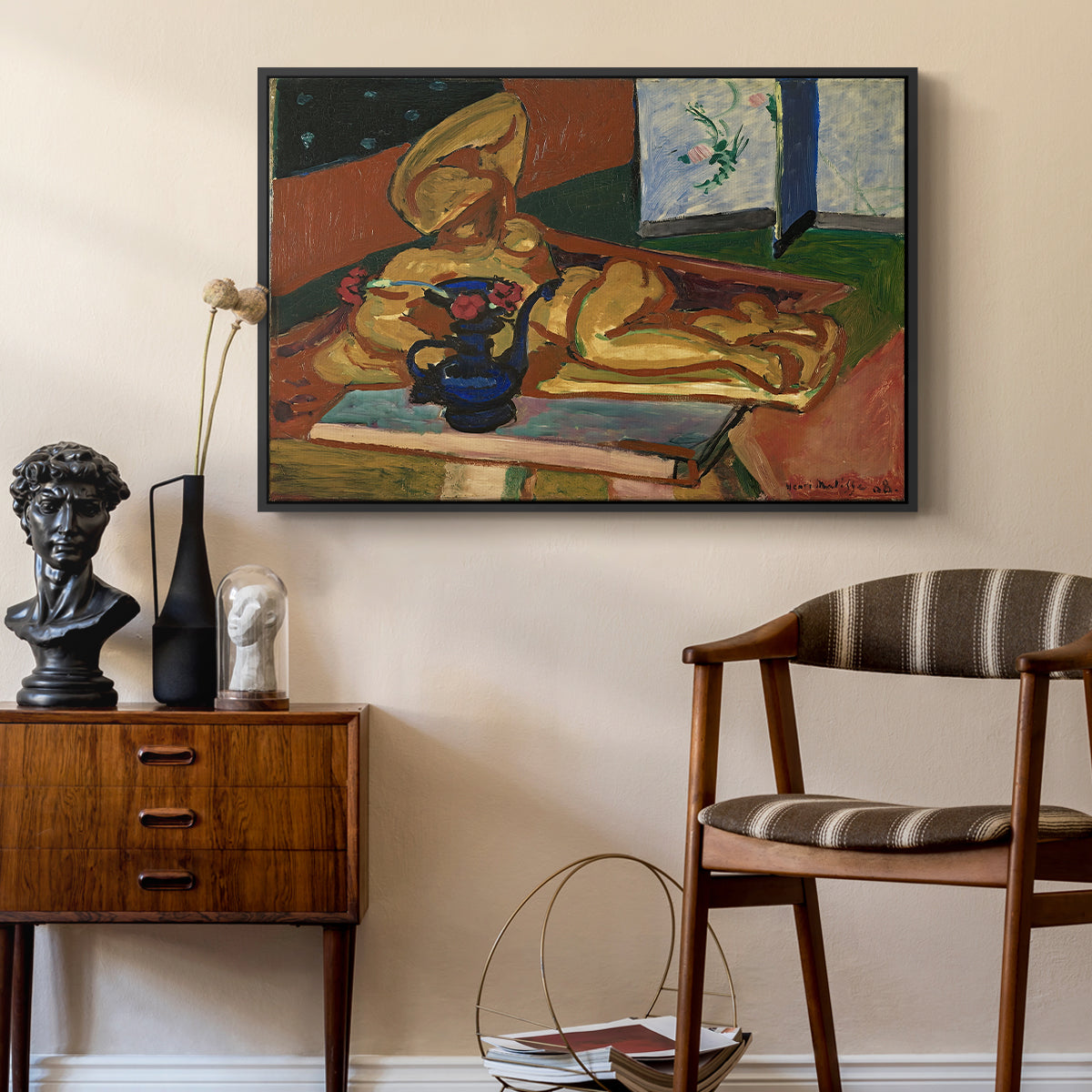 Sculpture and Persian Vase (The Bronze Figure), 1908 - Floater Framed Canvas Print