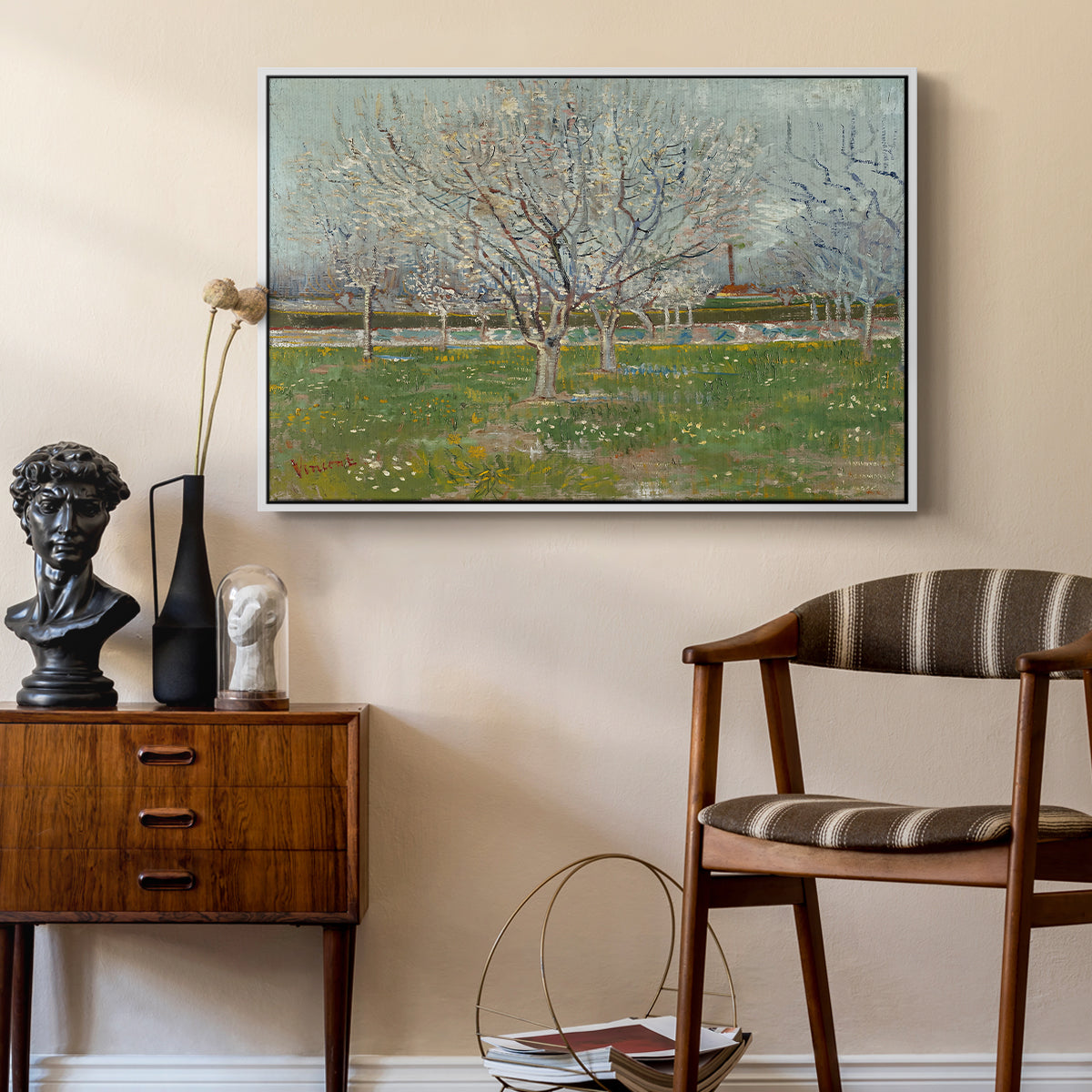 Orchard in Blossom (Plum Trees), 1888 - Floater Framed Canvas Print