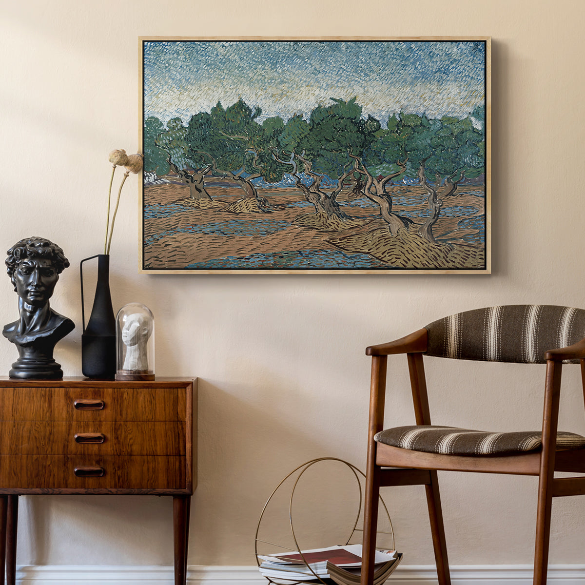 Olive Trees, 1889 - Floater Framed Canvas Print