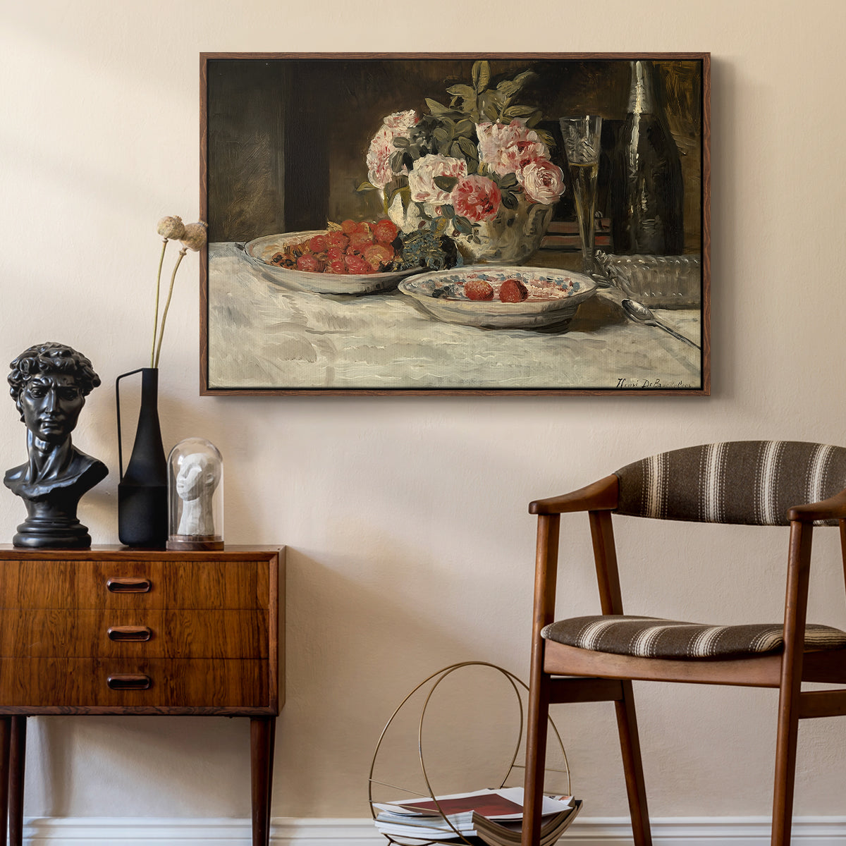 Strawberries and Champagne, c. 1881-1885 - Floater Framed Canvas Print