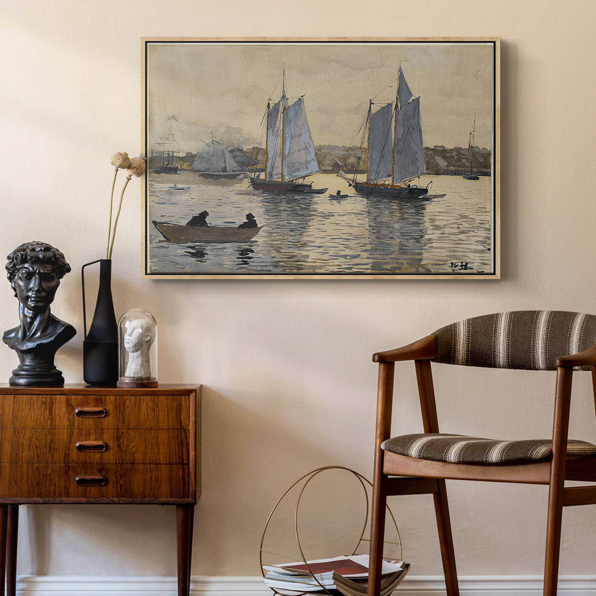Two Schooners, Gloucester, c. 1880 - Floater Framed Canvas Print
