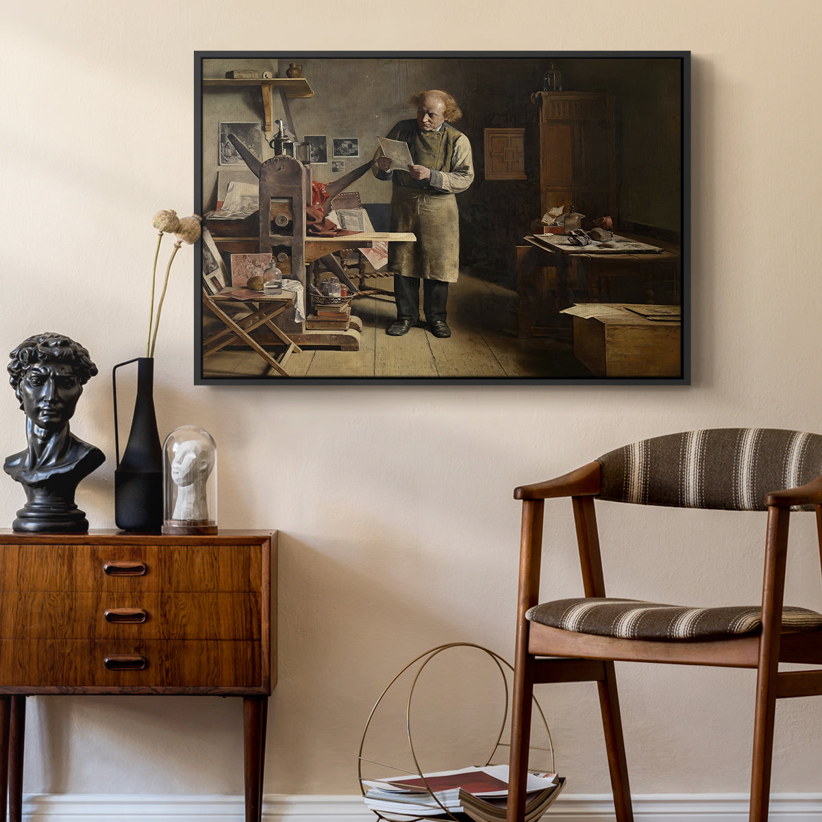 The Plate Printer, 1875 - Floater Framed Canvas Print