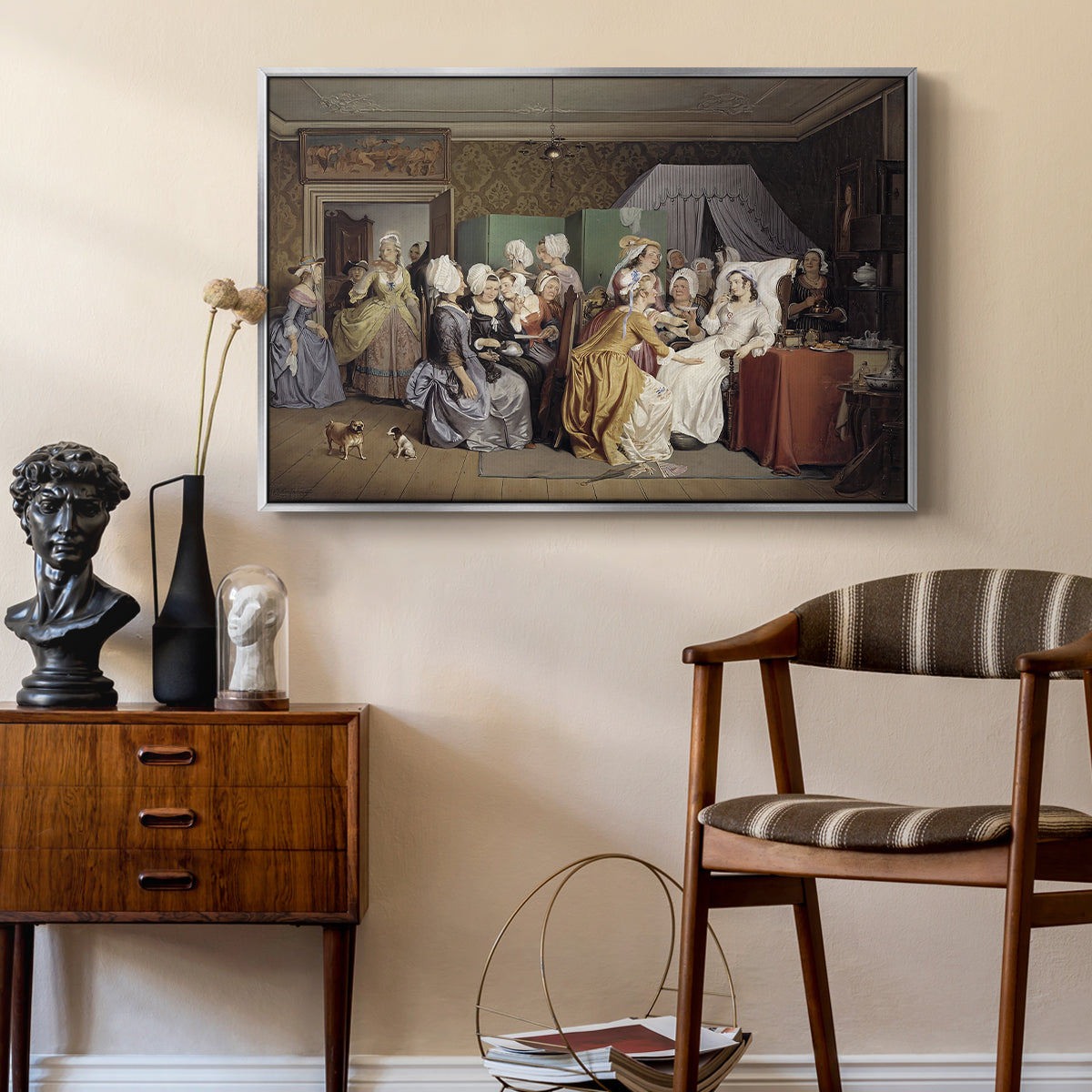 The Maternity Room (Scene from "Barselstuen"), 1845 - Floater Framed Canvas Print