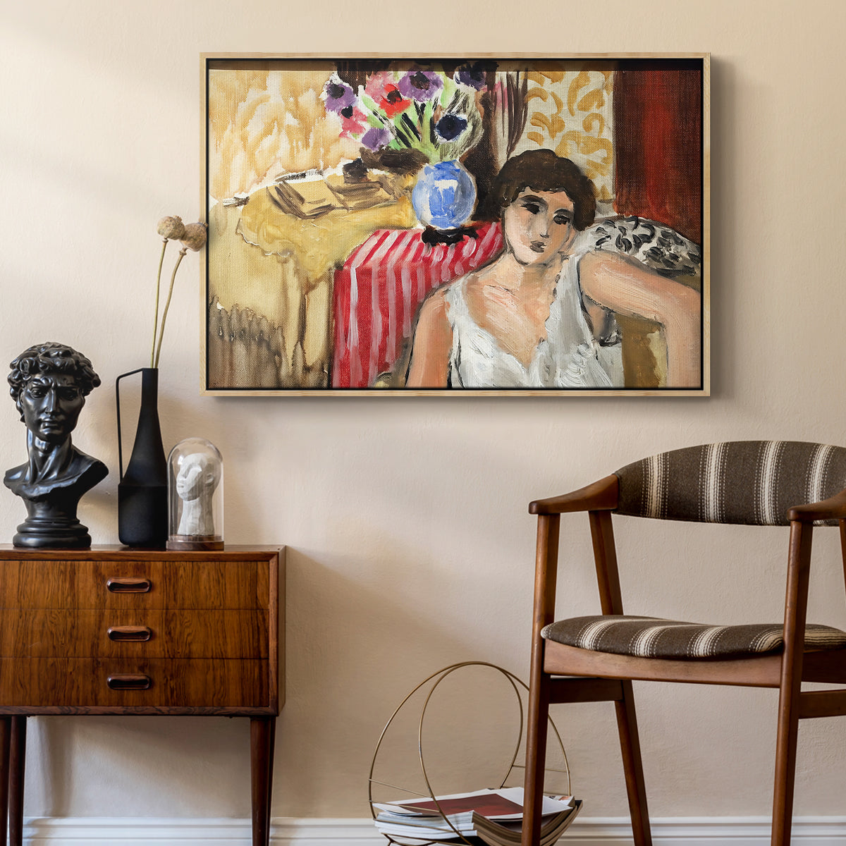 Woman Seated in an Armchair, c. 1920 - Floater Framed Canvas Print