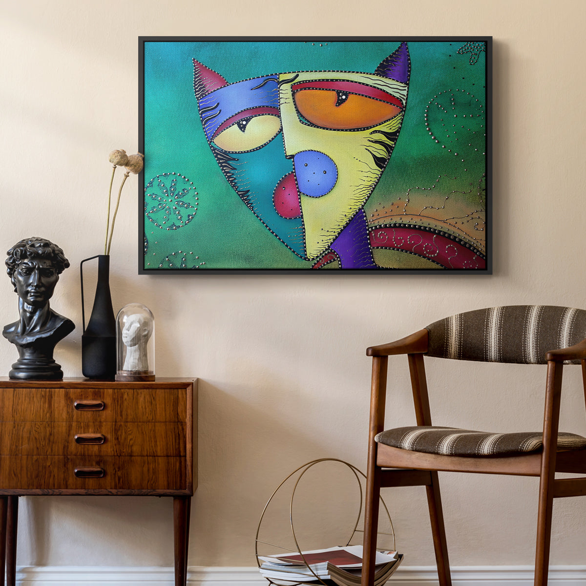 Celestial Cat - Floater Framed Canvas Print