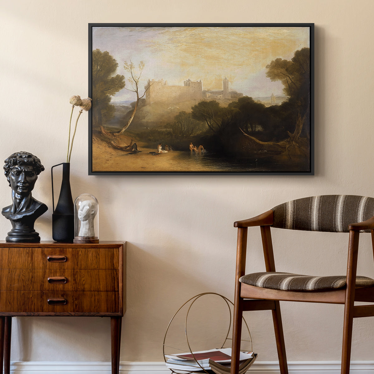 Linlithgow Palace, c. 1807 - Floater Framed Canvas Print