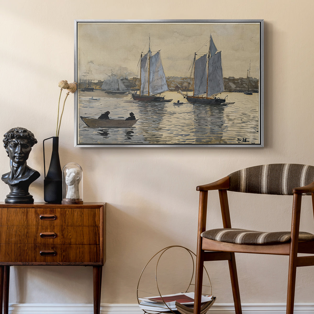 Two Schooners, Gloucester, c. 1880 - Floater Framed Canvas Print