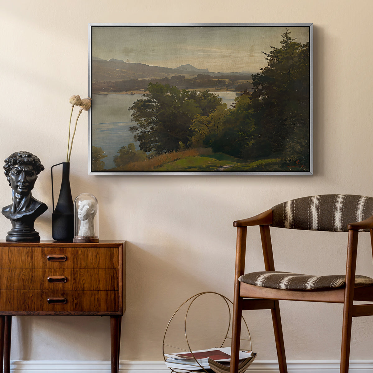 View of the Mondsee, 1870 - Floater Framed Canvas Print