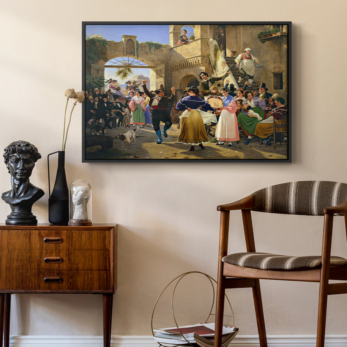 Romans Gathered for Merriment at an Osteria, 1839 - Floater Framed Canvas Print