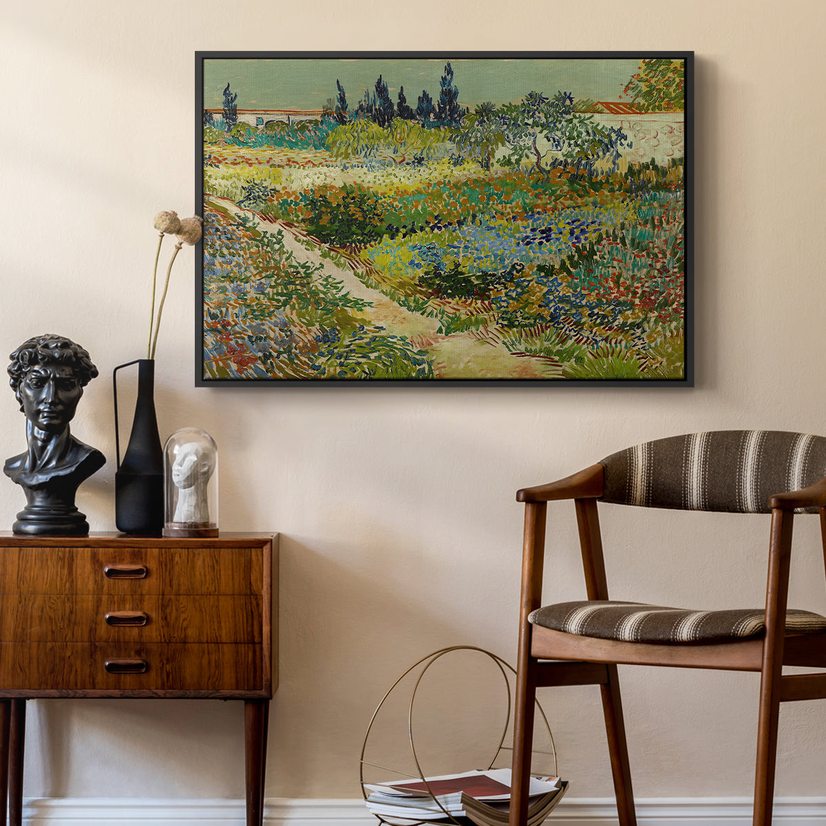 Garden at Arles, 1888 - Floater Framed Canvas Print