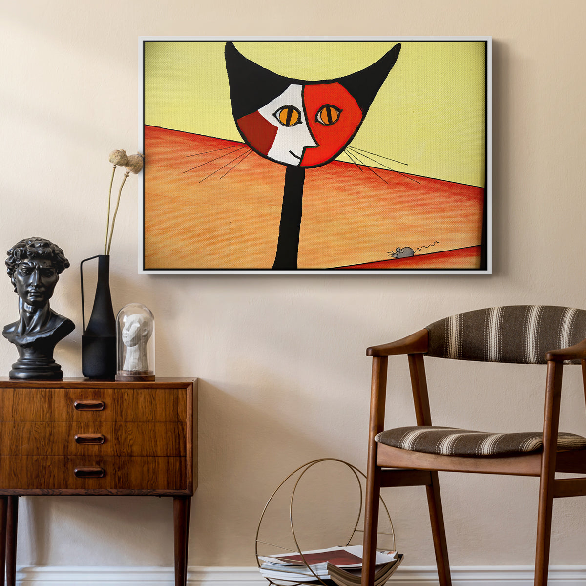 Picasso's Cat–El Gato - Floater Framed Canvas Print