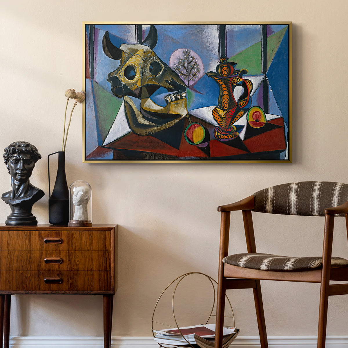 Still Life with Bull's Skull, 1939 - Floater Framed Canvas Print