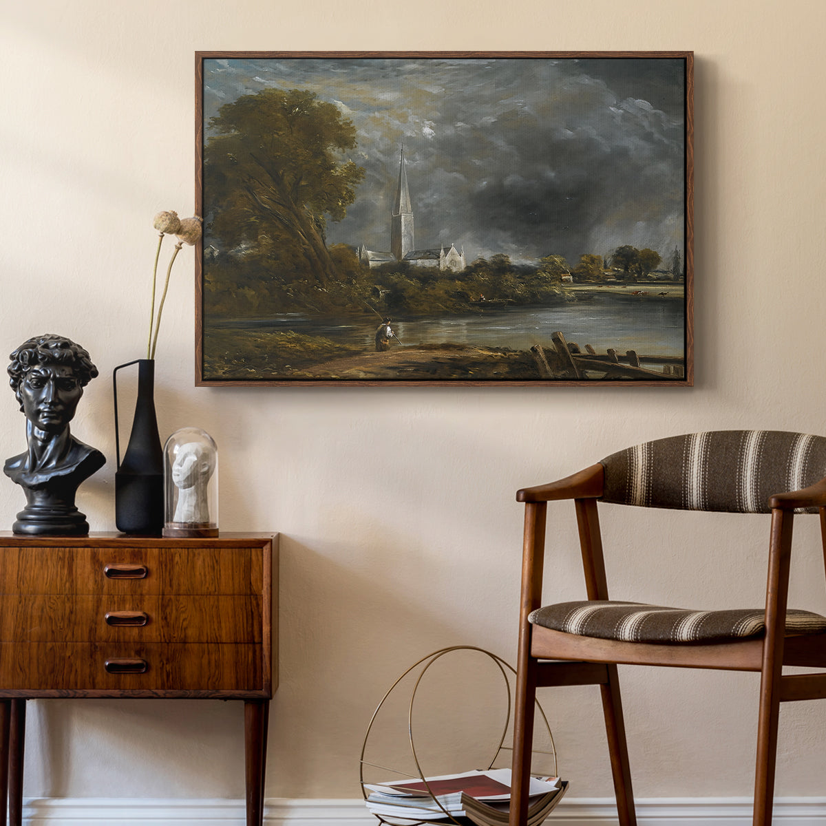 Salisbury Cathedral from the Meadows, c. 1831 - Floater Framed Canvas Print