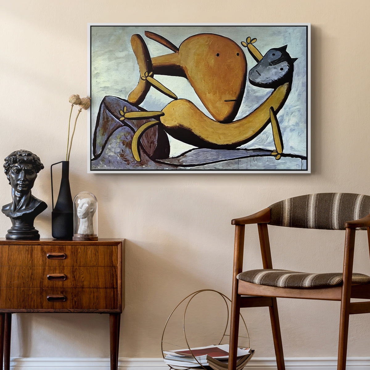 Cat and Big Fish, c. 1931 - Floater Framed Canvas Print
