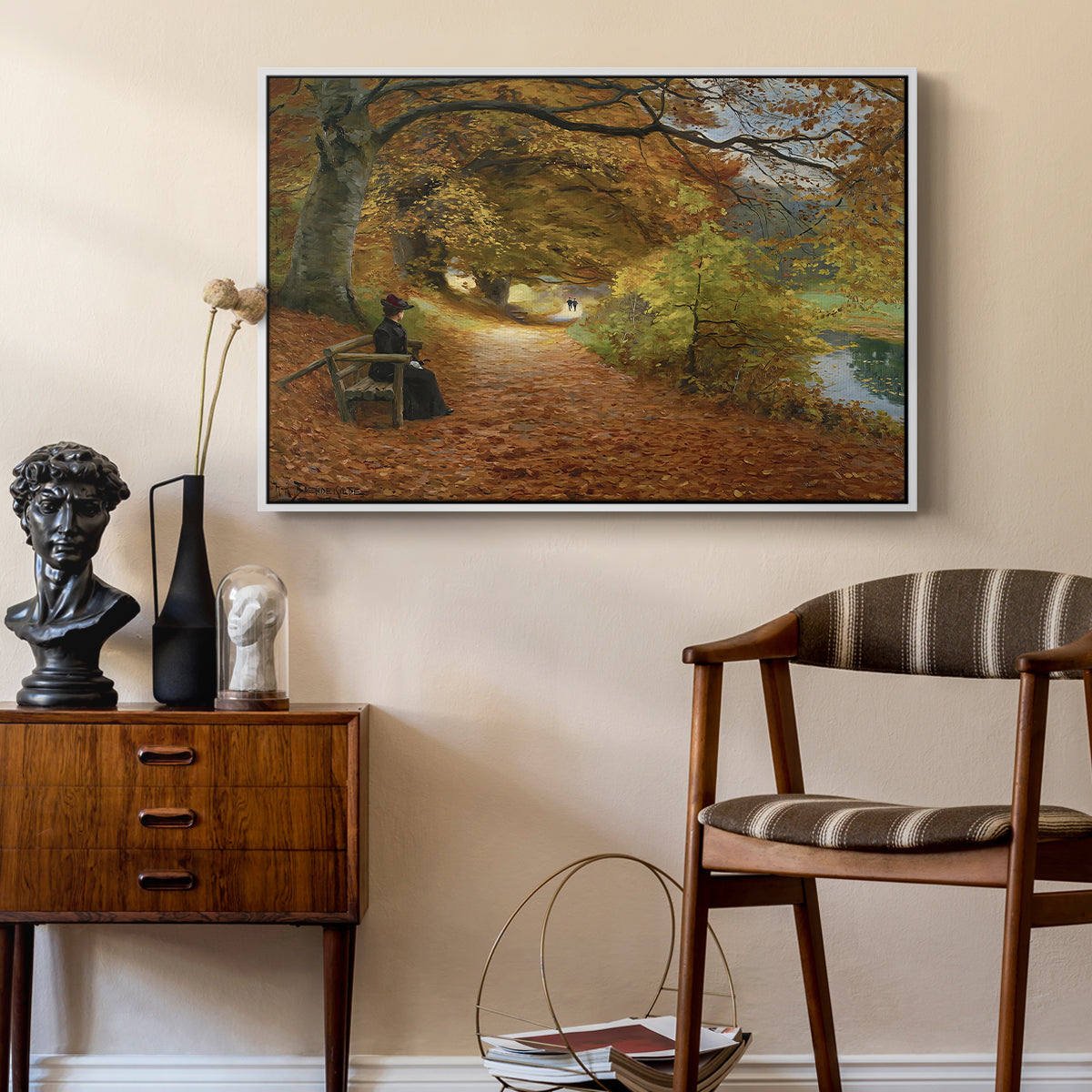 A Wooded Path in Autumn, 1902 - Floater Framed Canvas Print