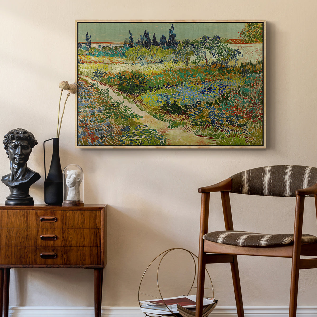 Garden at Arles, 1888 - Floater Framed Canvas Print