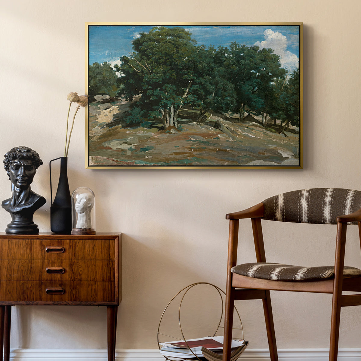 Fontainebleau: Oak Trees at Bas-Bréau, c. 1830-1835 - Floater Framed Canvas Print