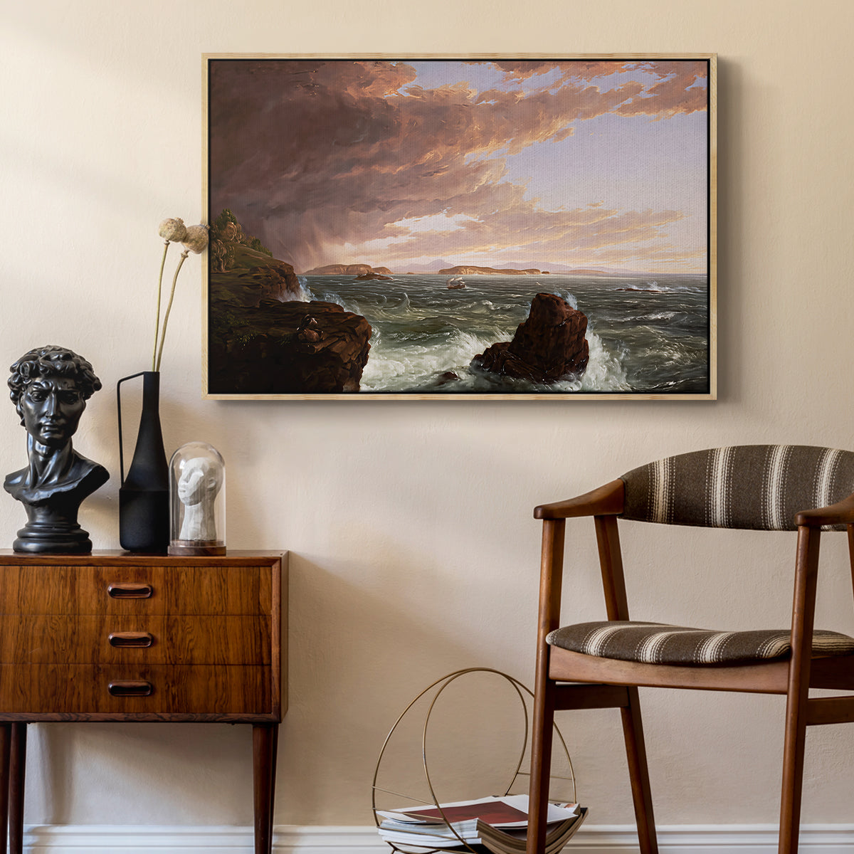 Views Across Frenchman's Bay from Mt. Desert Island, After a Squall, 1845 - Floater Framed Canvas Print