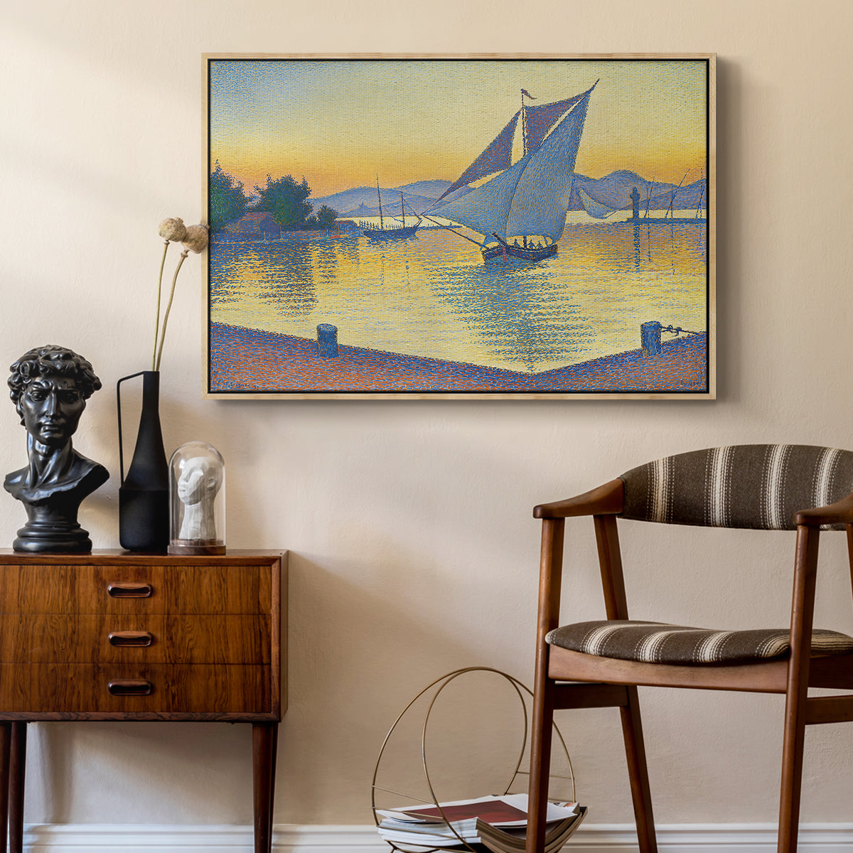 The Port at Sunset, Opus 236, Saint Tropez, 1892 - Floater Framed Canvas Print