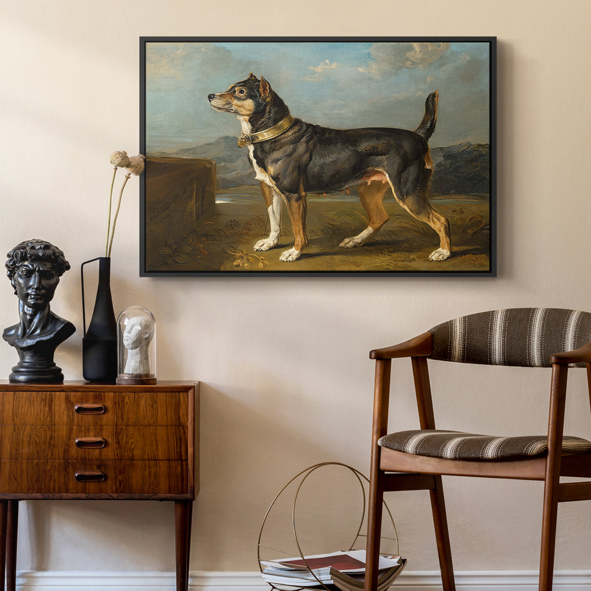 A Terrier in a Landscape, c. 1811 - Floater Framed Canvas Print