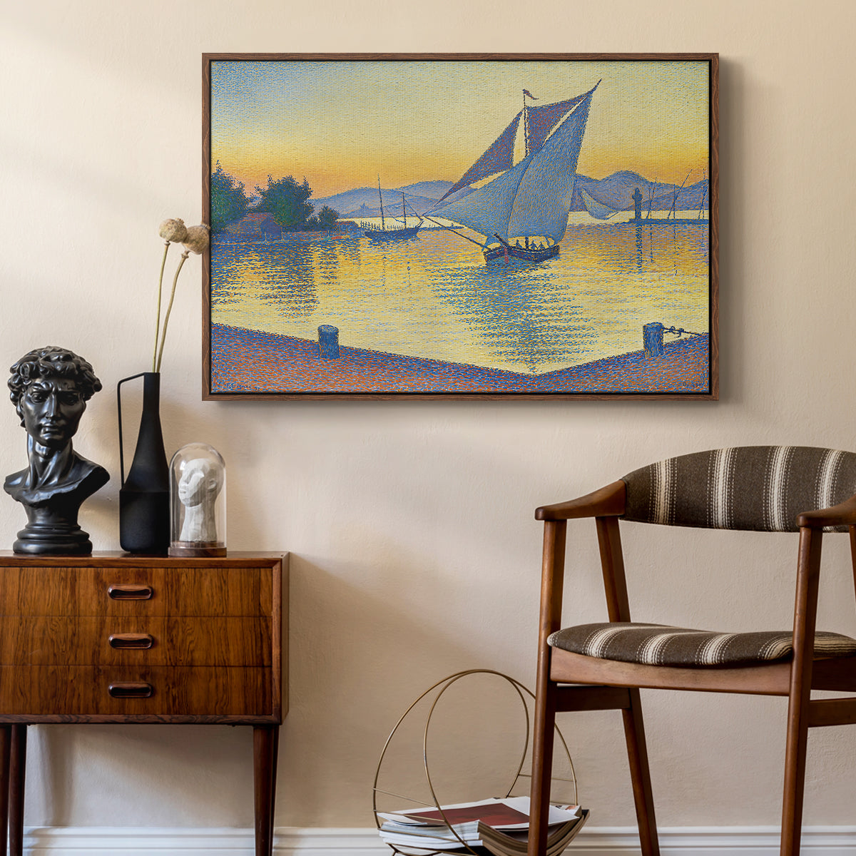The Port at Sunset, Opus 236, Saint Tropez, 1892 - Floater Framed Canvas Print