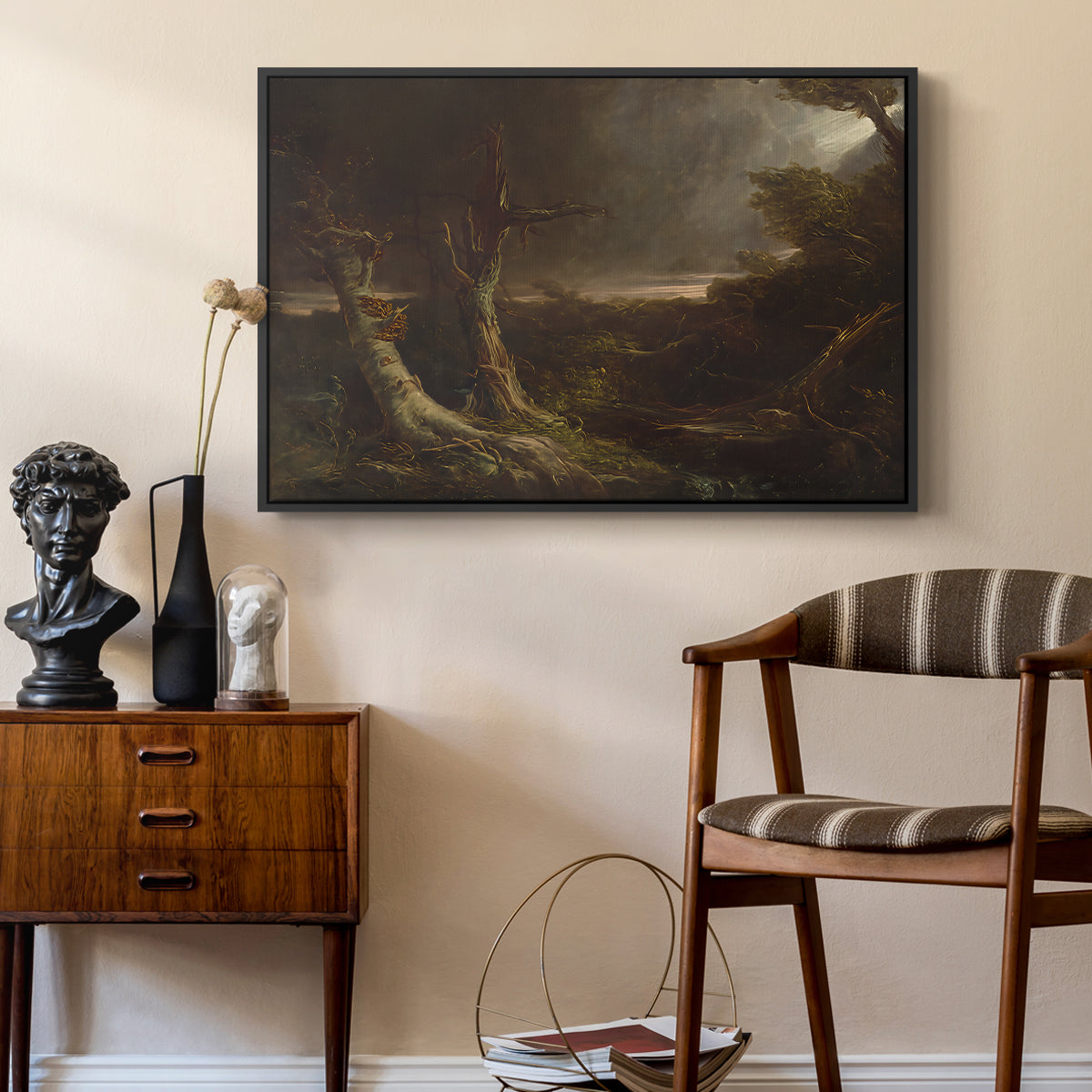 Tornado in an American Forest, 1835 - Floater Framed Canvas Print