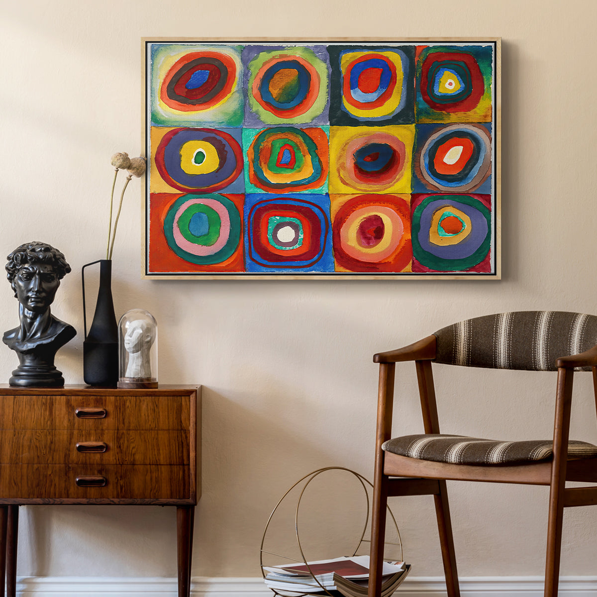 Color Study: Squares with Concentric Circles, 1913 - Floater Framed Canvas Print