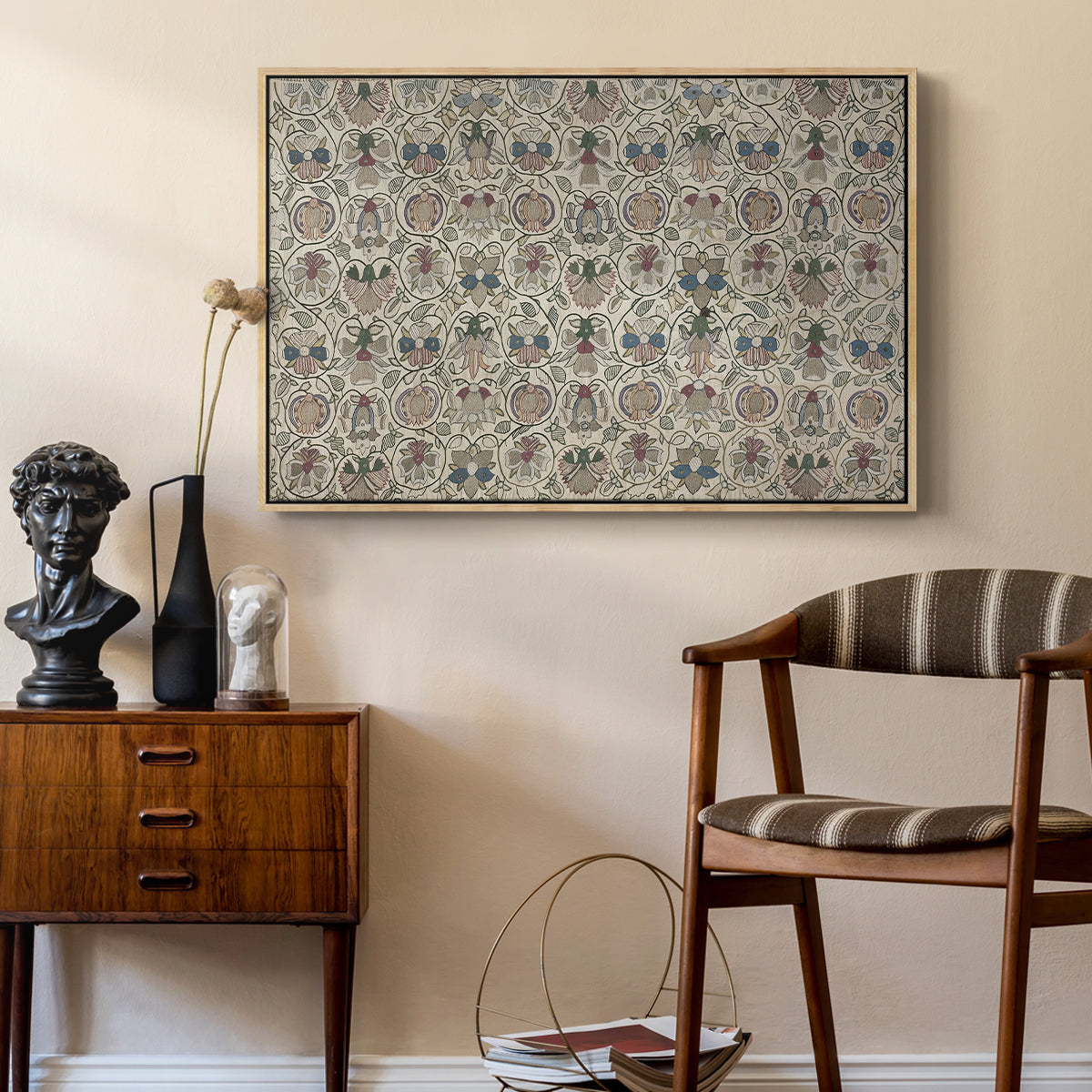 Long Cushion Cover (Printed Textile), c. 1600 - Floater Framed Canvas Print