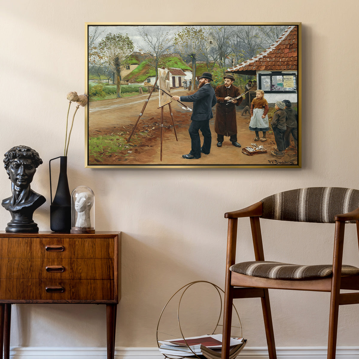 L. A. Ring Painting near Aasum Smithy, 1893 - Floater Framed Canvas Print