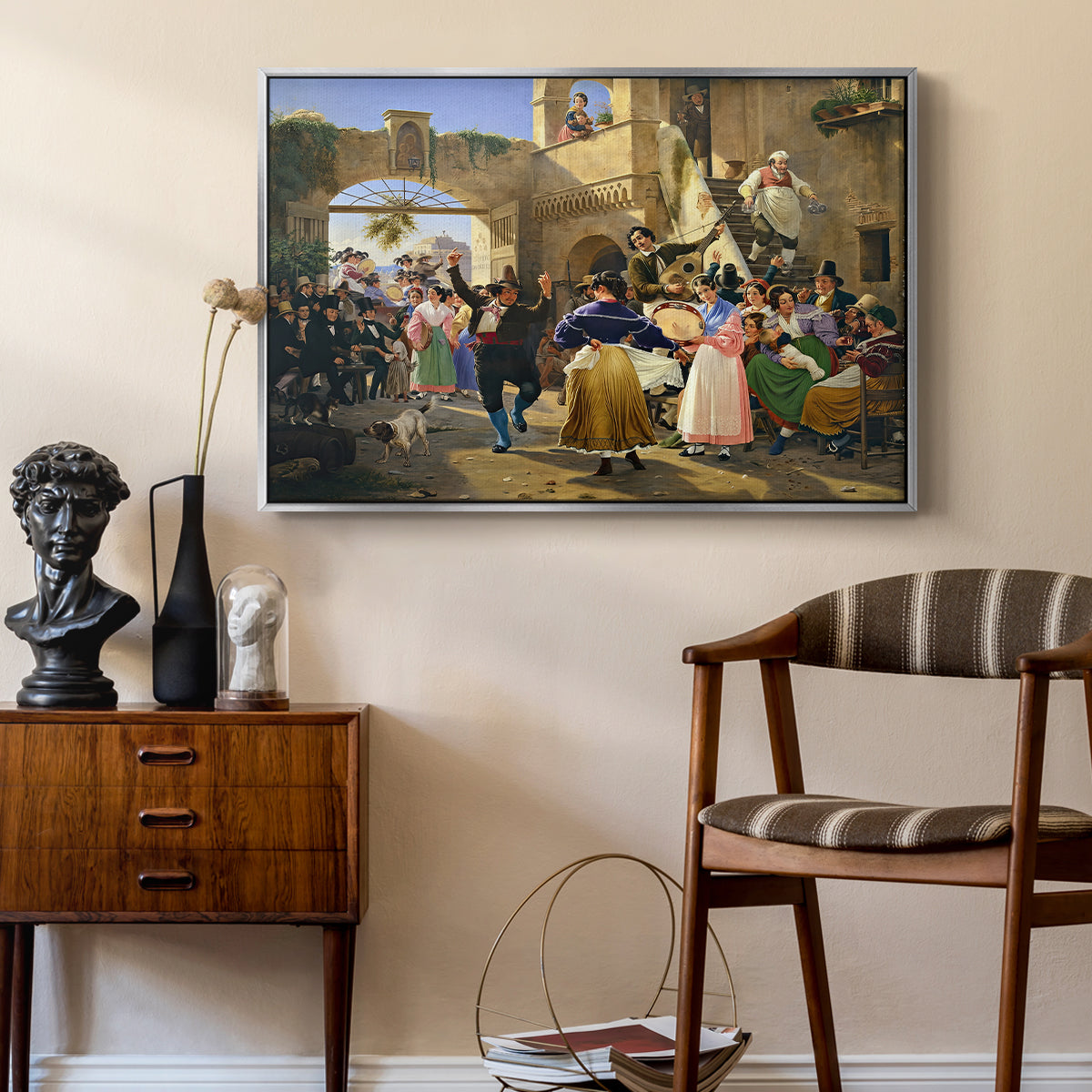 Romans Gathered for Merriment at an Osteria, 1839 - Floater Framed Canvas Print