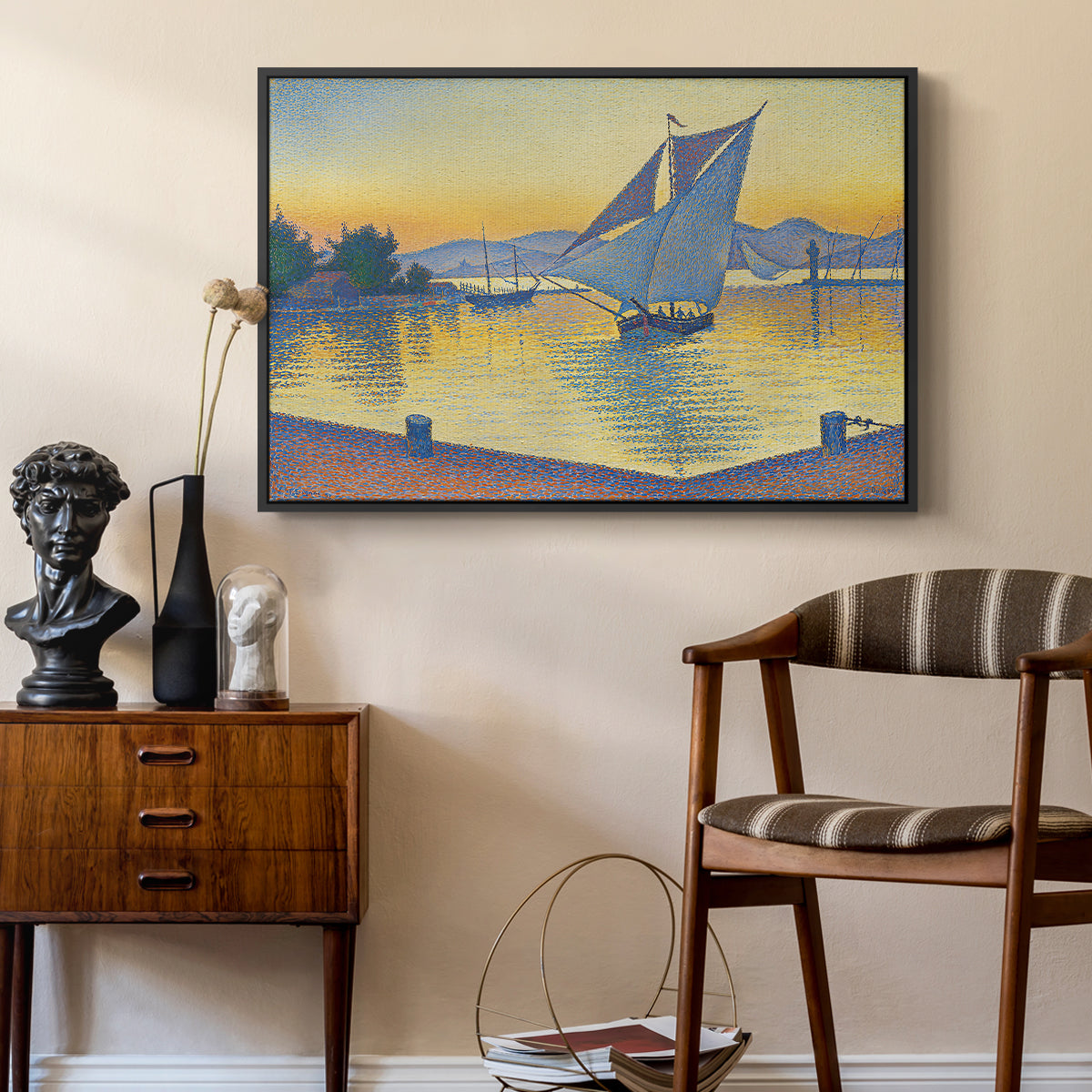The Port at Sunset, Opus 236, Saint Tropez, 1892 - Floater Framed Canvas Print