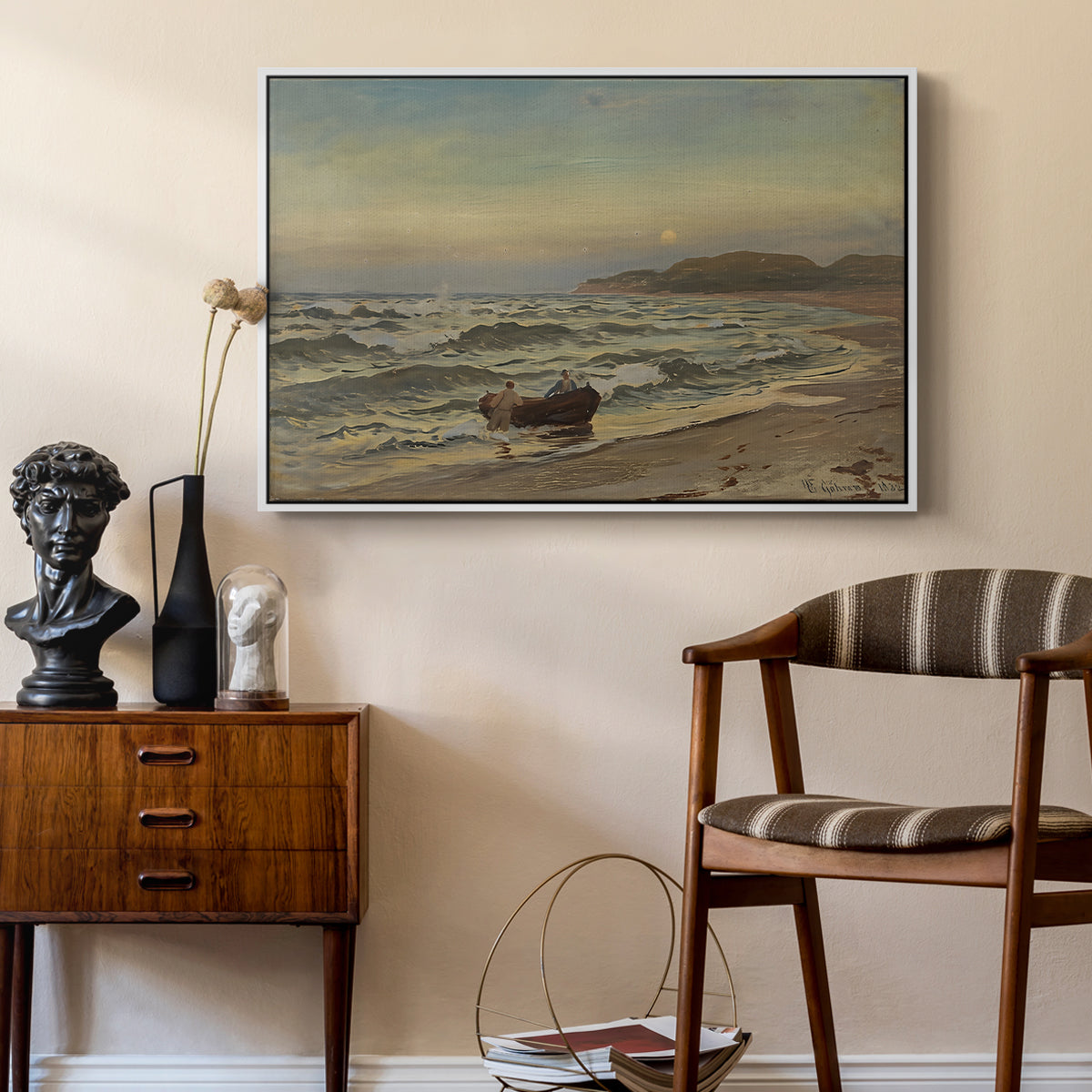Storm at Rügen, 1882 - Floater Framed Canvas Print