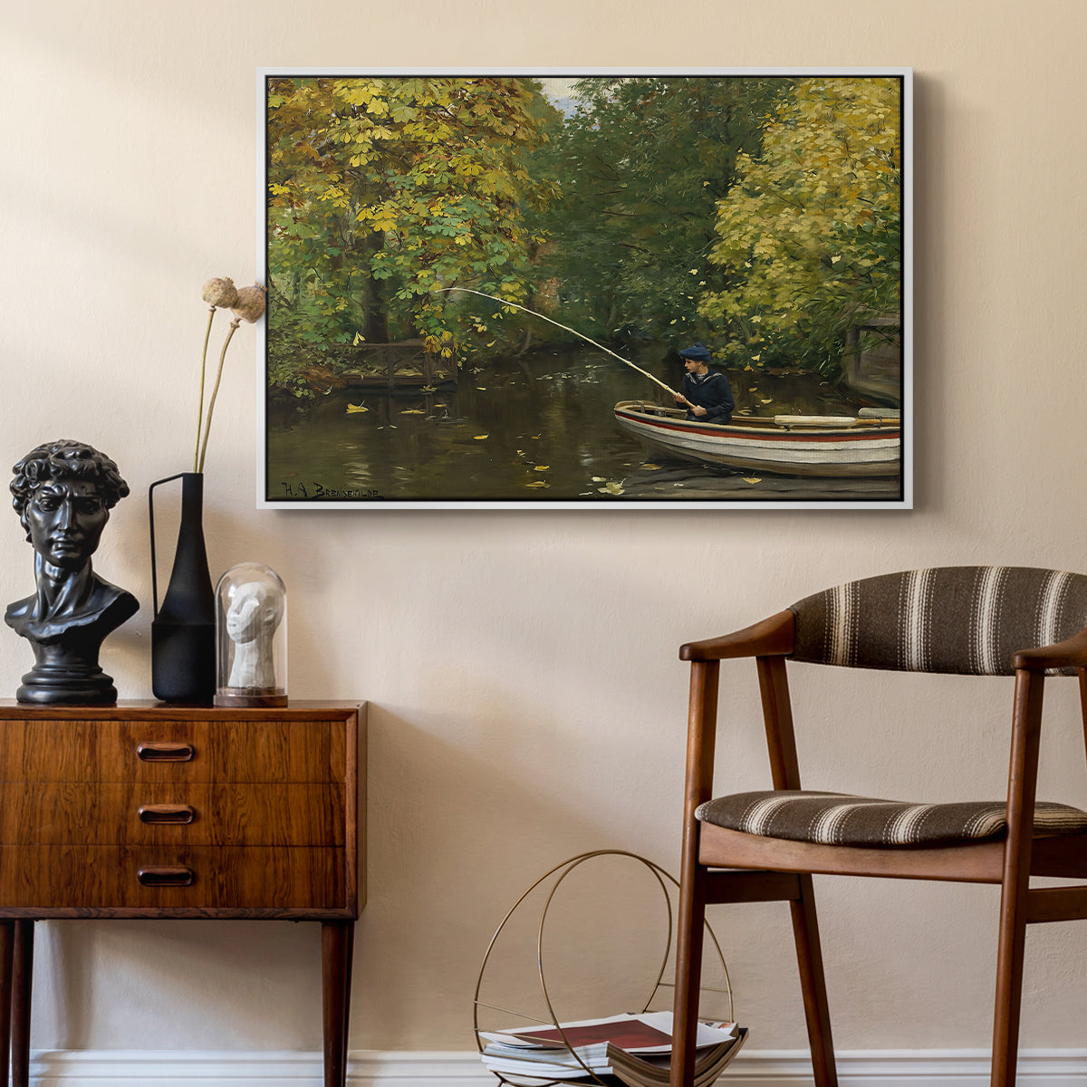 Fishing Boy, c. 1890 - Floater Framed Canvas Print