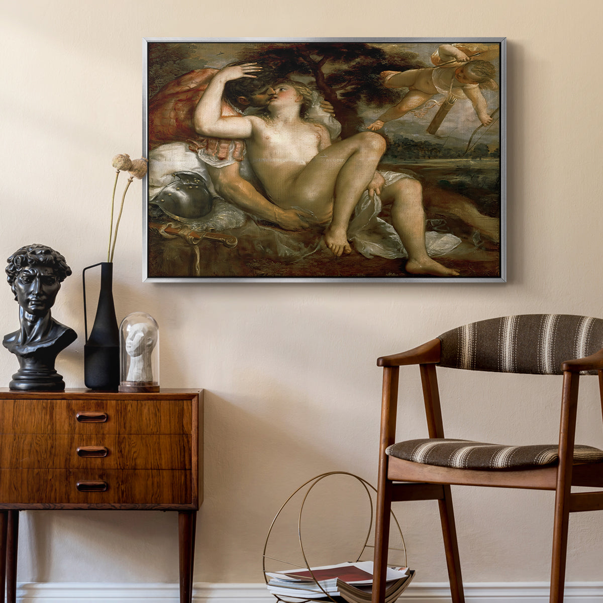 Mars, Venus and Cupid, c. 1530 - Floater Framed Canvas Print