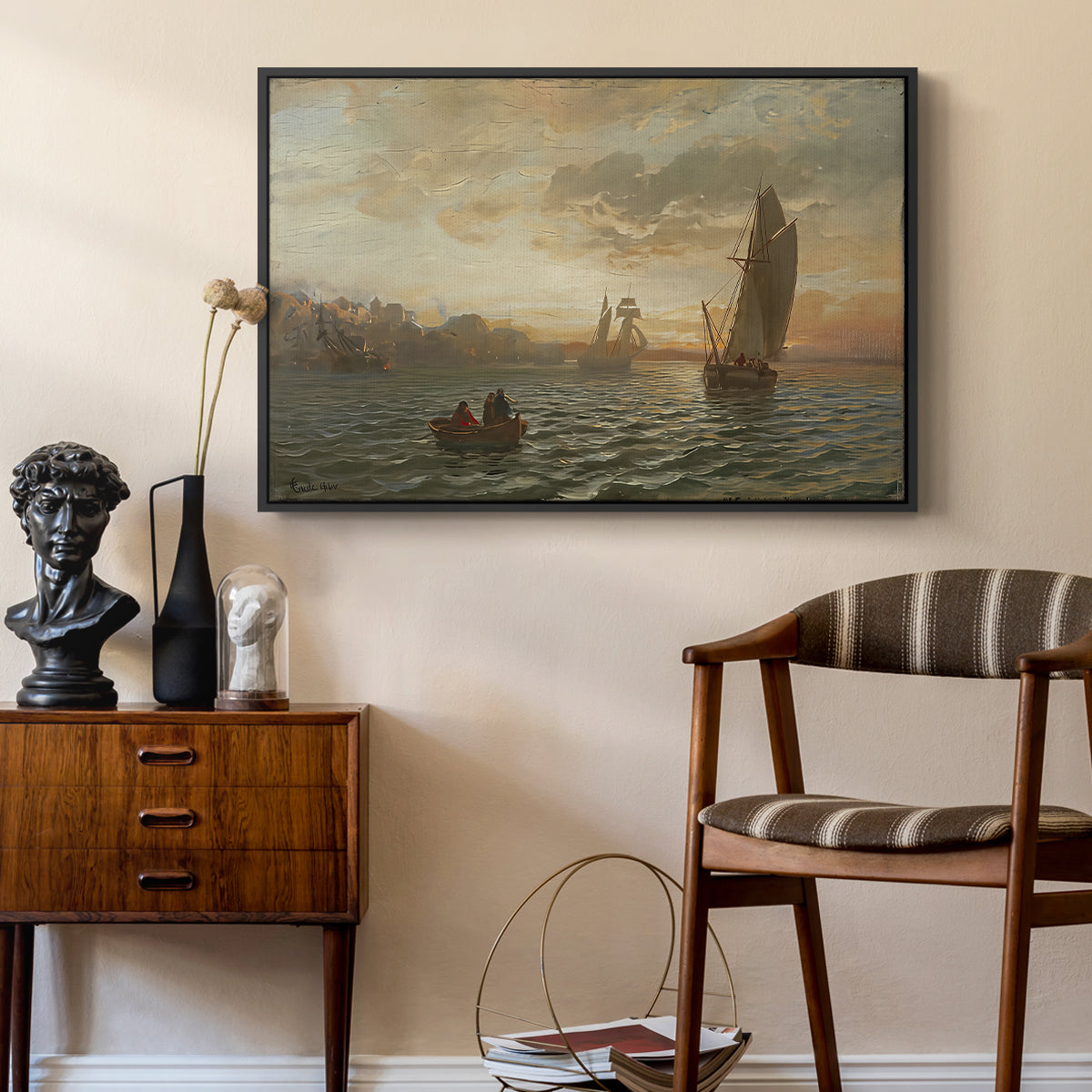 View from the Oslofjord, 1866 - Floater Framed Canvas Print