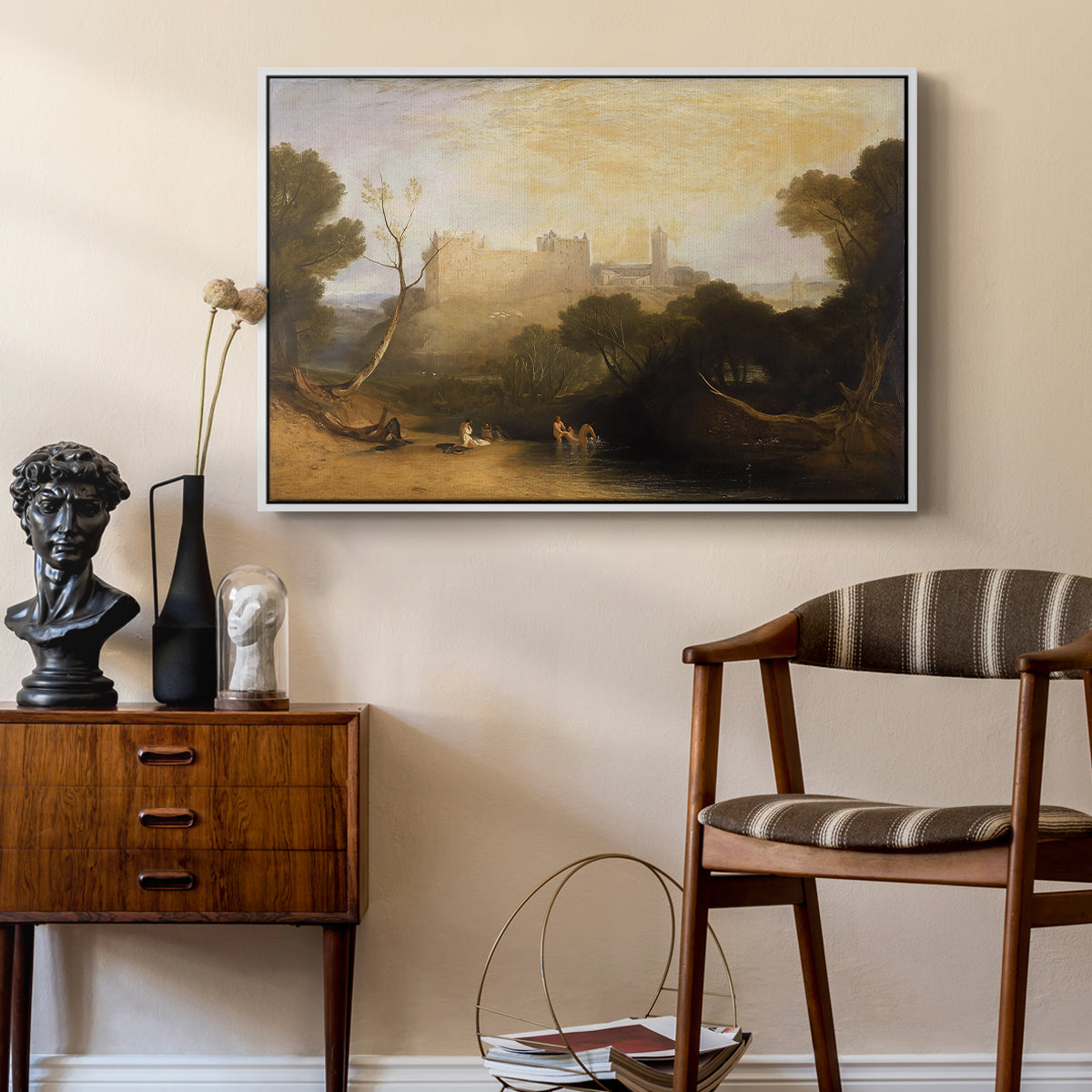 Linlithgow Palace, c. 1807 - Floater Framed Canvas Print