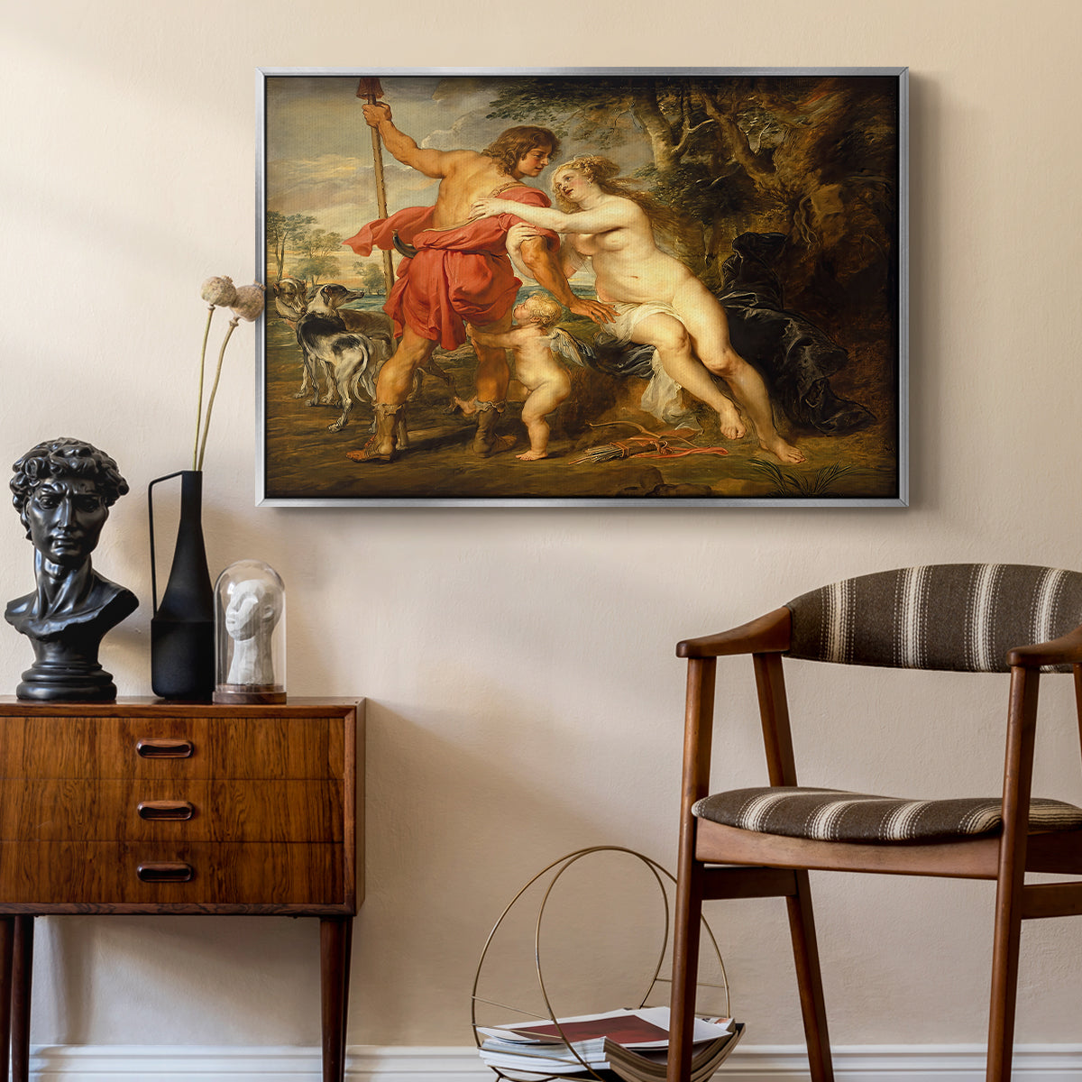 Venus and Adonis, c. 1635 - Floater Framed Canvas Print