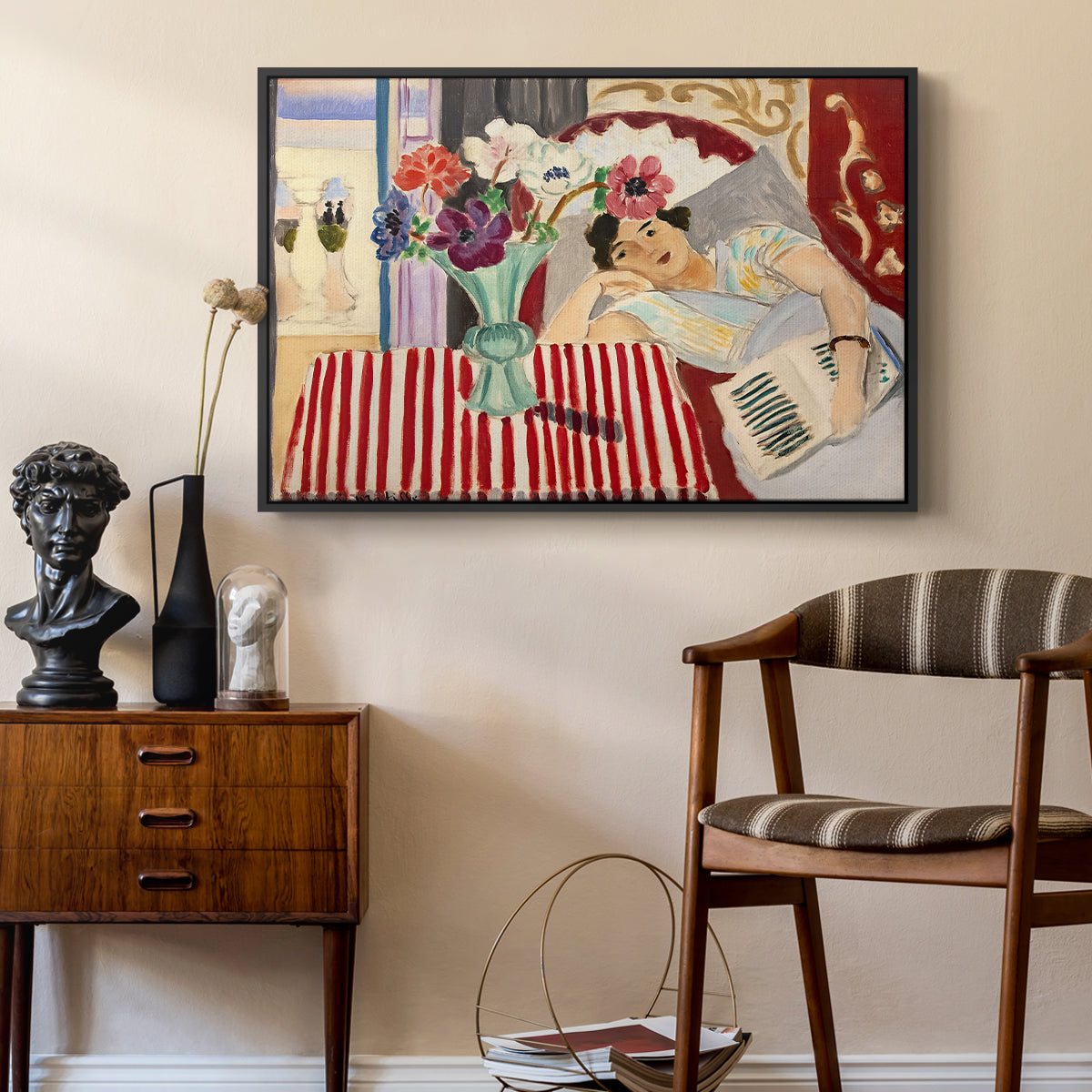 Woman with Anemones (Femme et anémones), c. 1920-1921 - Floater Framed Canvas Print